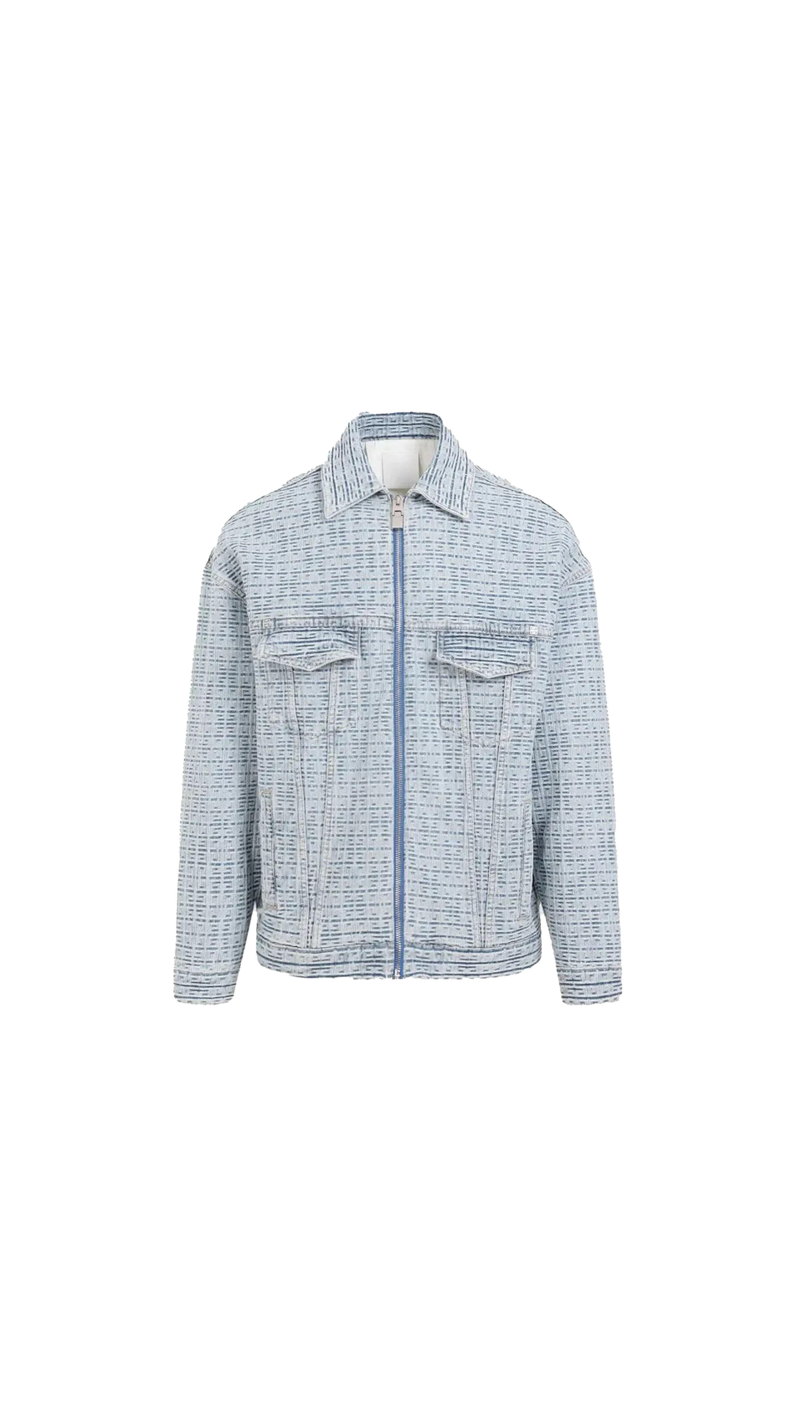 4G-embossed Denim Jacket - Light Blue