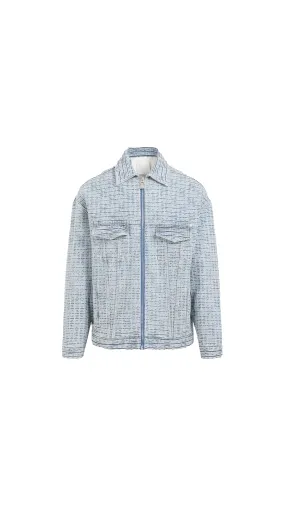 4G-embossed Denim Jacket - Light Blue