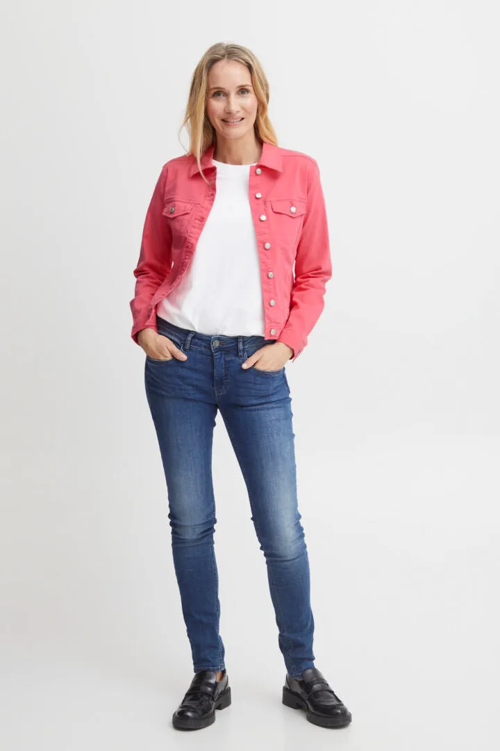 9189- Rose Pink Denim Jacket- Fransa