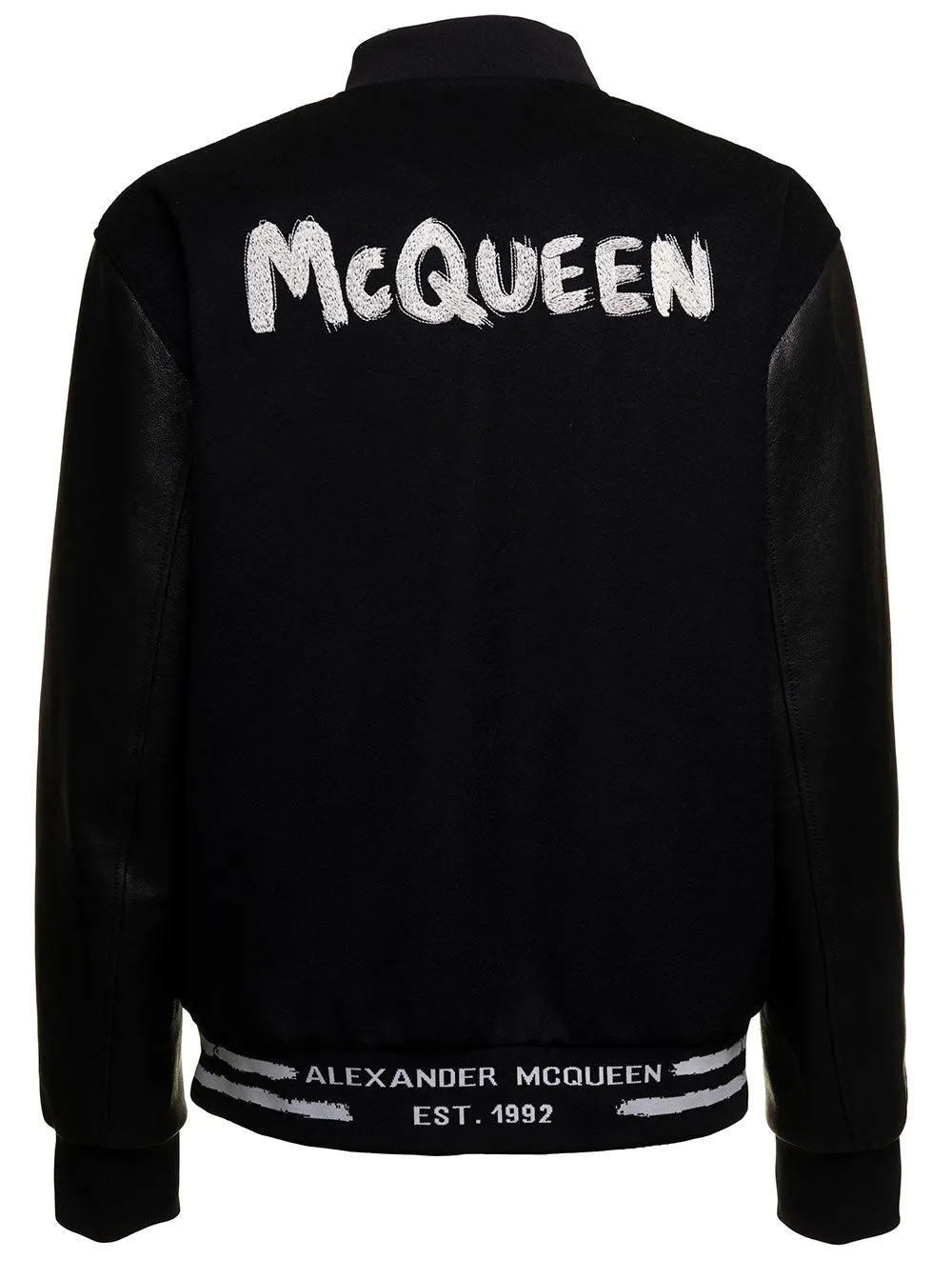 Alexander McQueen Logo Printed Buttoned Bomber Jacket