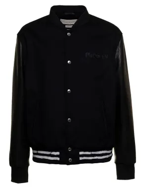 Alexander McQueen Logo Printed Buttoned Bomber Jacket