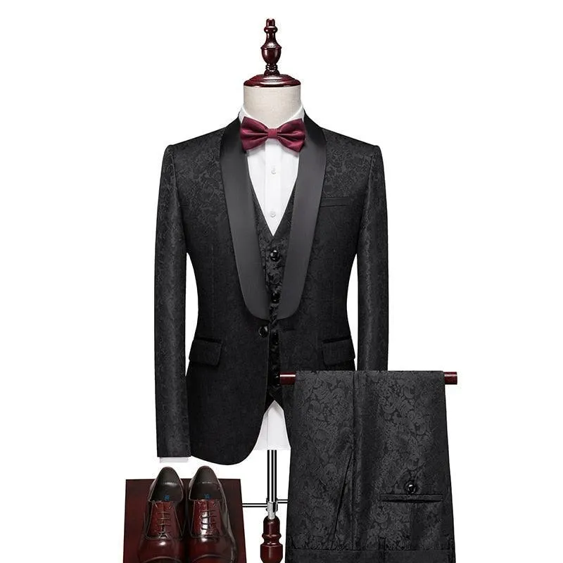 Alfredo Three Piece Tuxedo Suit - Lapel Collar