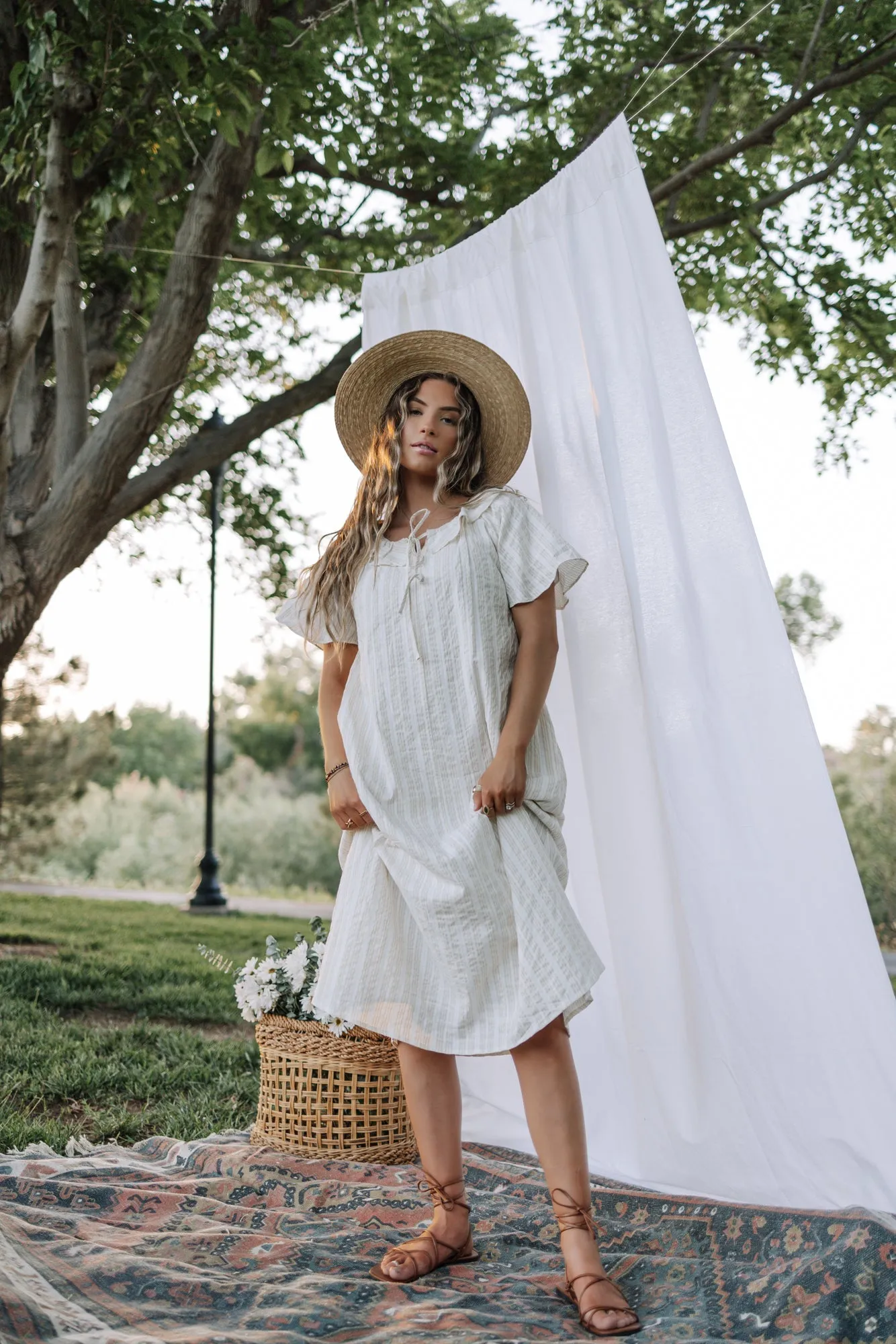 Andra Midi Dress In Ivory Taupe