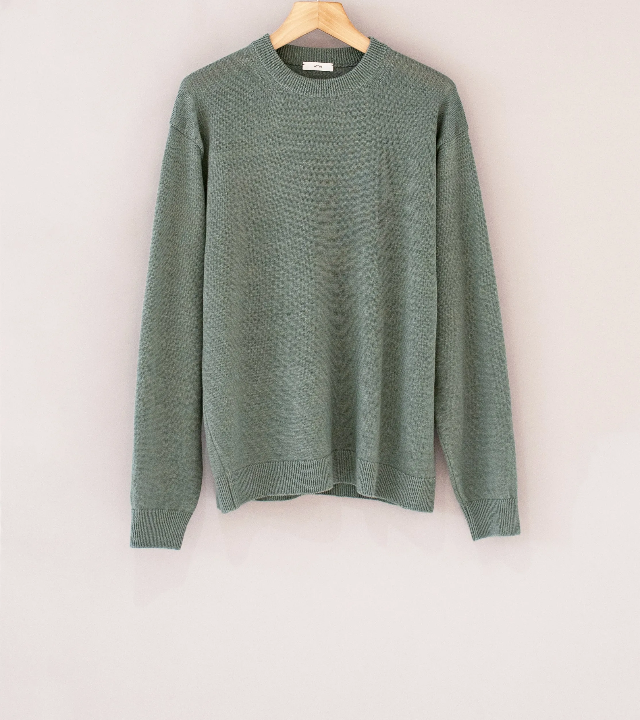 Aton 'Crewneck Sweater' (Green Hemp Knit)