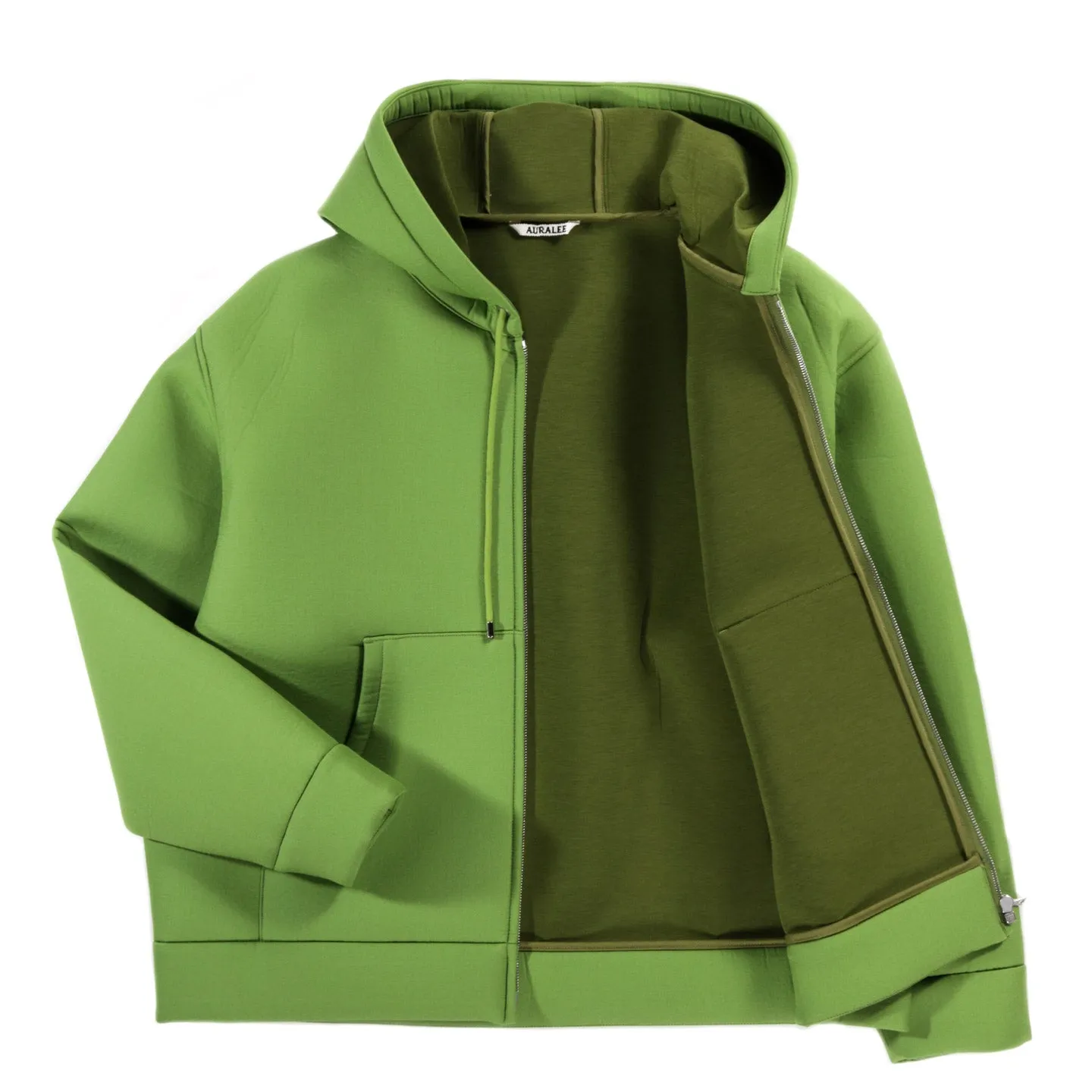 AURALEE SPONGE TROPICAL WOOL ZIP HOODED BLOUSON GREEN