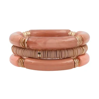 Bamboo Acrylic Stretch Bracelet Set