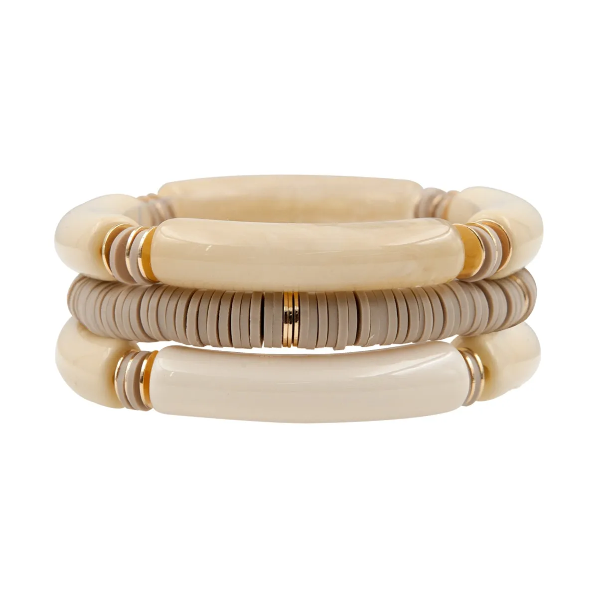 Bamboo Acrylic Stretch Bracelet Set