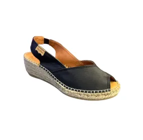 Bernia Black Leather  Espadrille