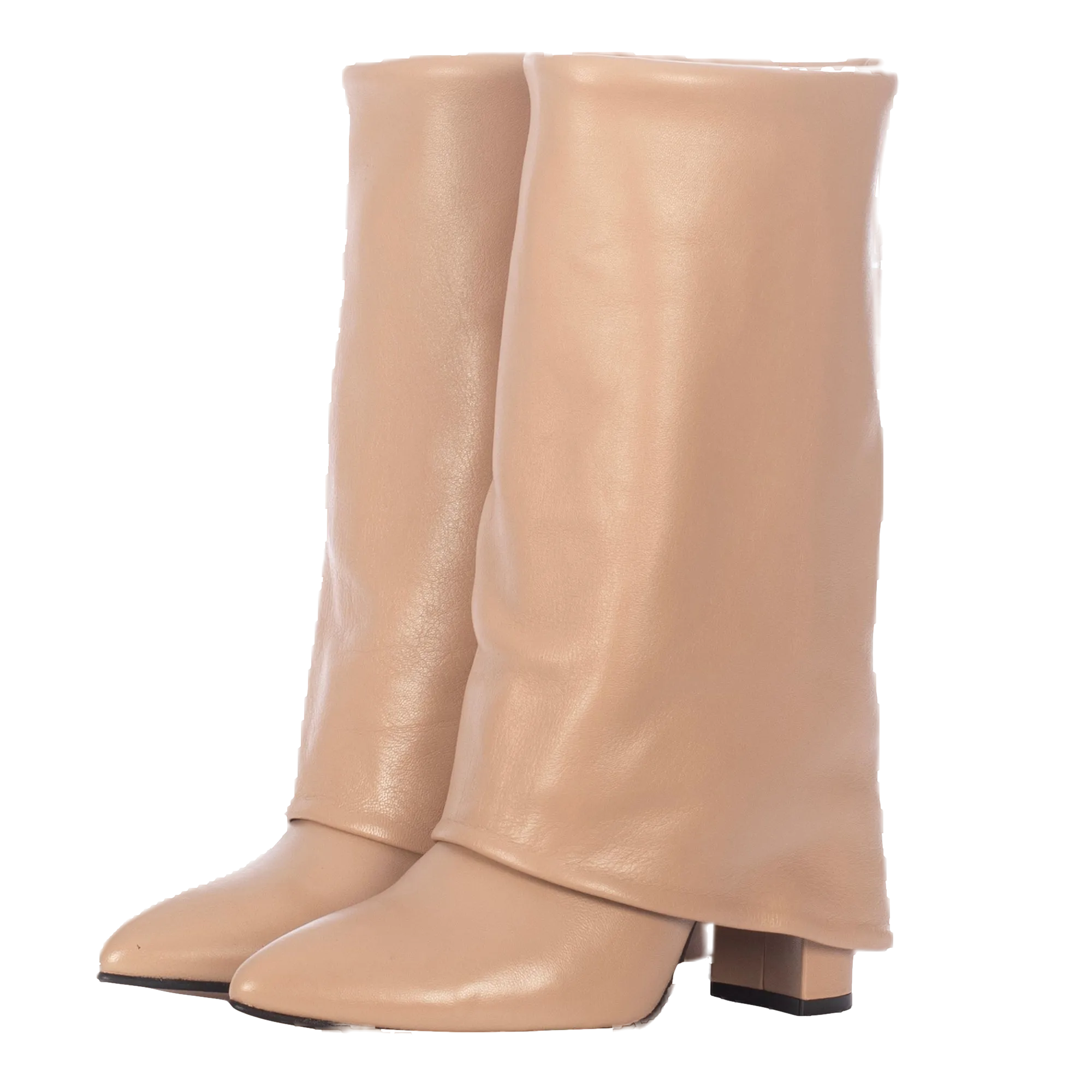 BERTA CREAM LEATHER BOOTS