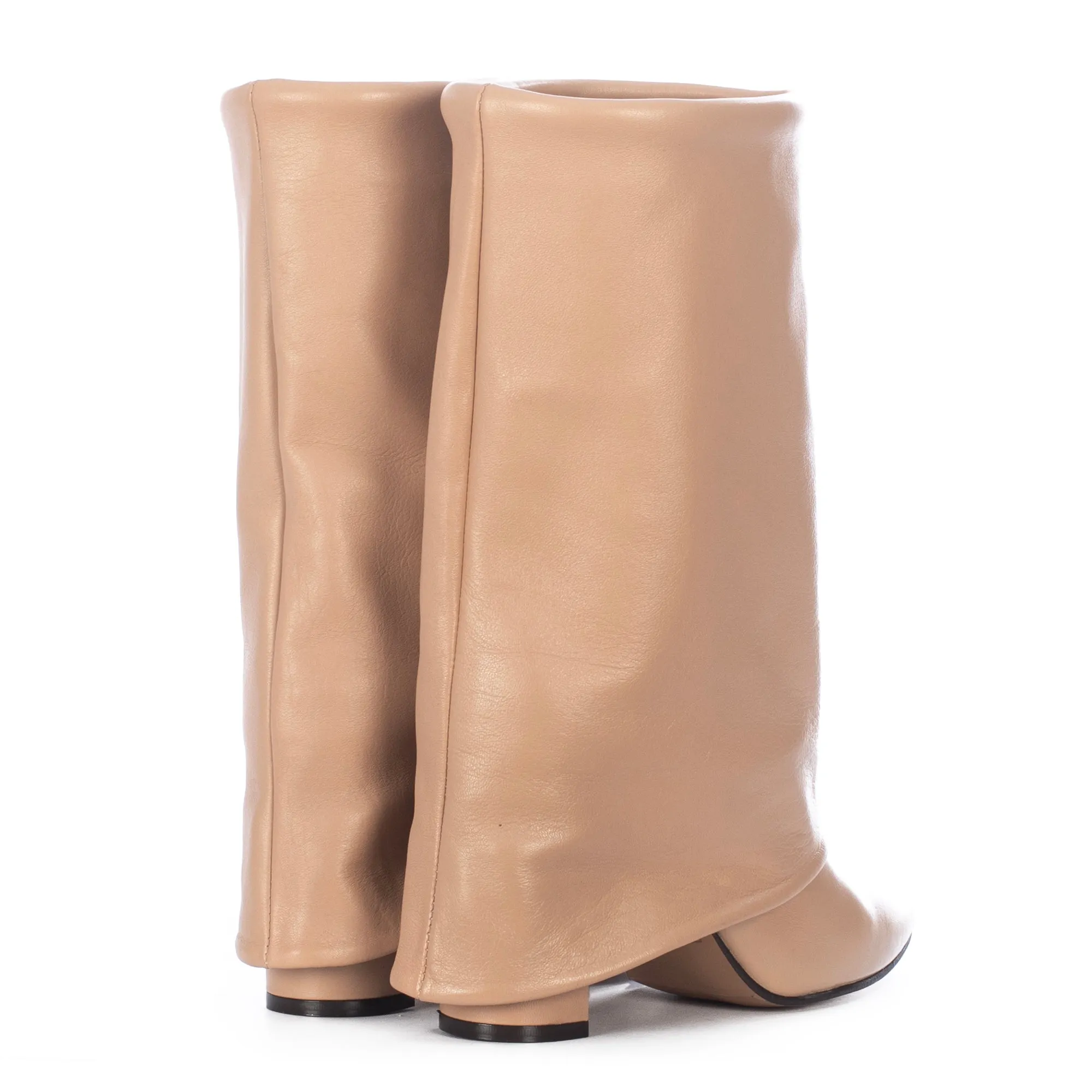 BERTA CREAM LEATHER BOOTS