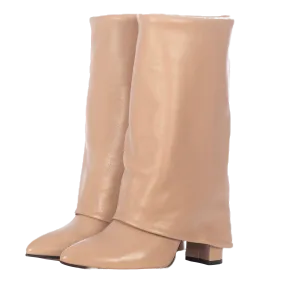 BERTA CREAM LEATHER BOOTS