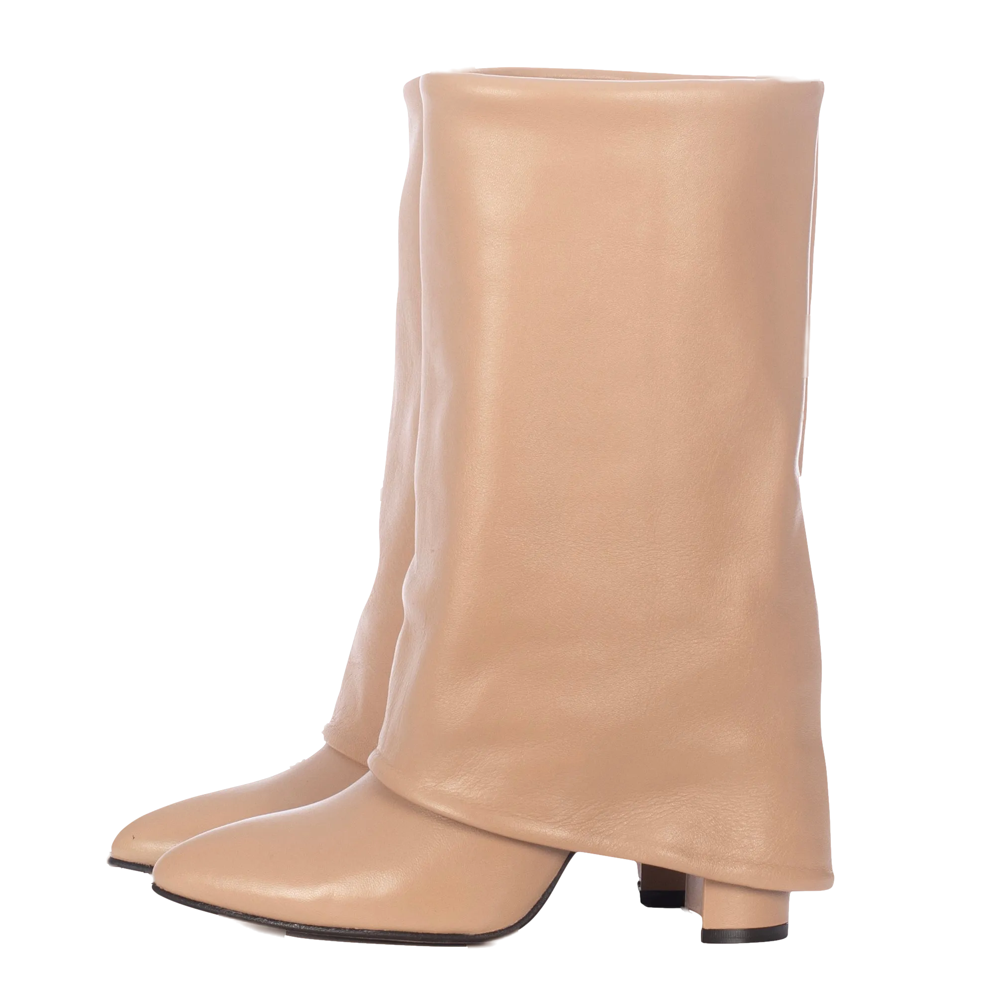 BERTA CREAM LEATHER BOOTS