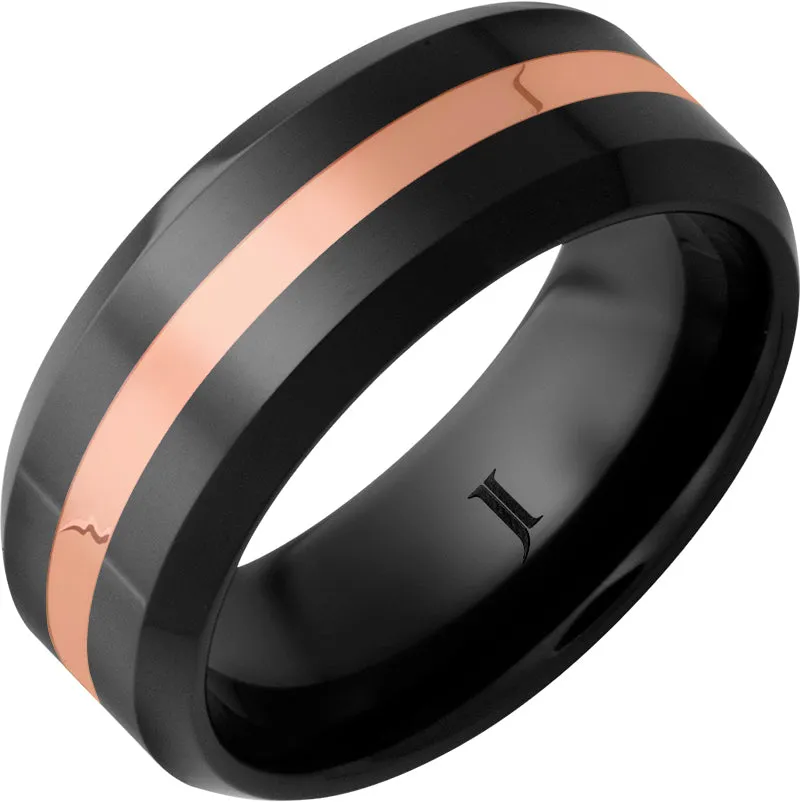 Black Diamond Ceramic 14K Rose Gold Inlay Ring