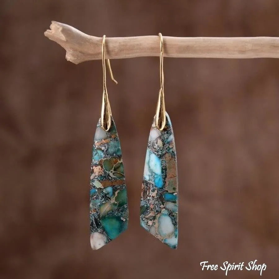 Blue Imperial Stone Drop Earrings