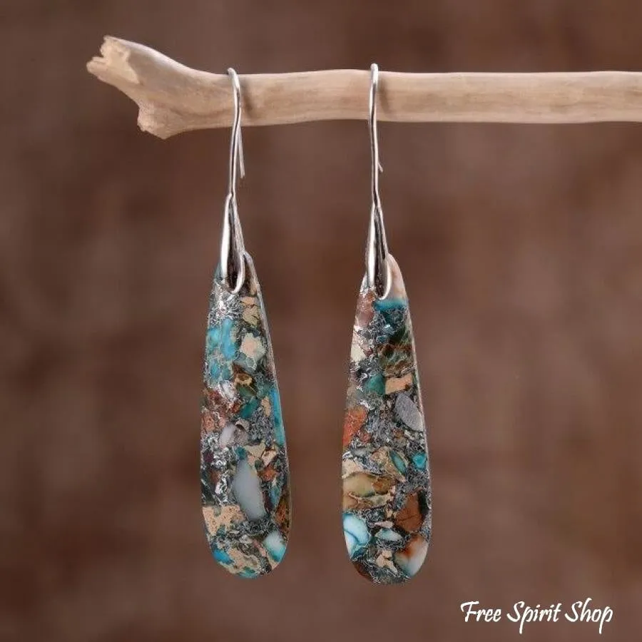 Blue Imperial Stone Drop Earrings