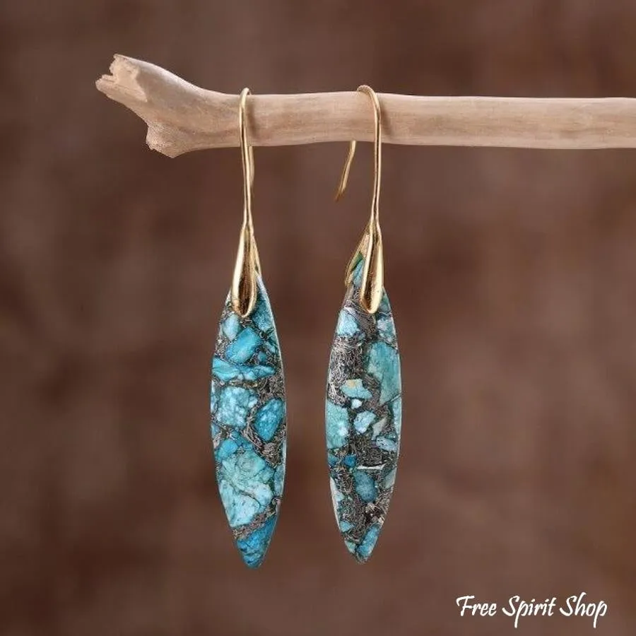 Blue Imperial Stone Drop Earrings