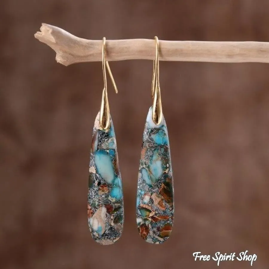 Blue Imperial Stone Drop Earrings