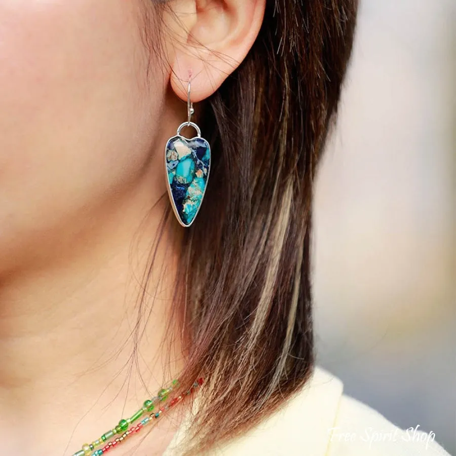 Blue Jasper Heart Earrings