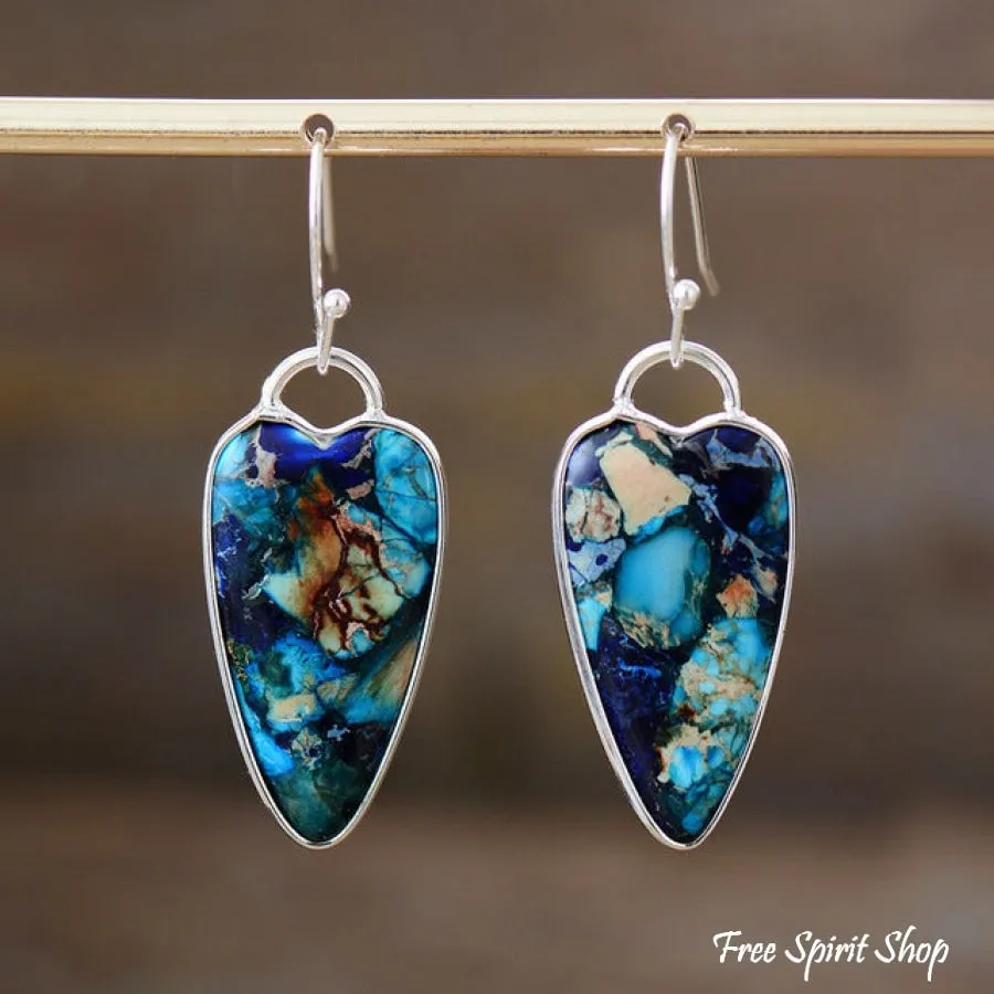 Blue Jasper Heart Earrings