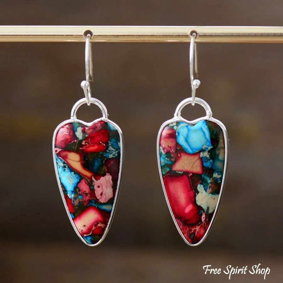 Blue Jasper Heart Earrings