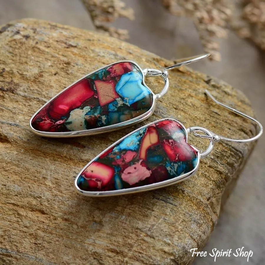 Blue Jasper Heart Earrings