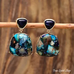 Blue Jasper Mosaic Drop Earrings