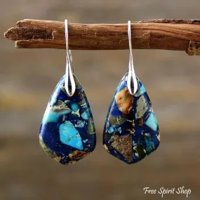 Blue Mosaic Jasper Losange Earrings