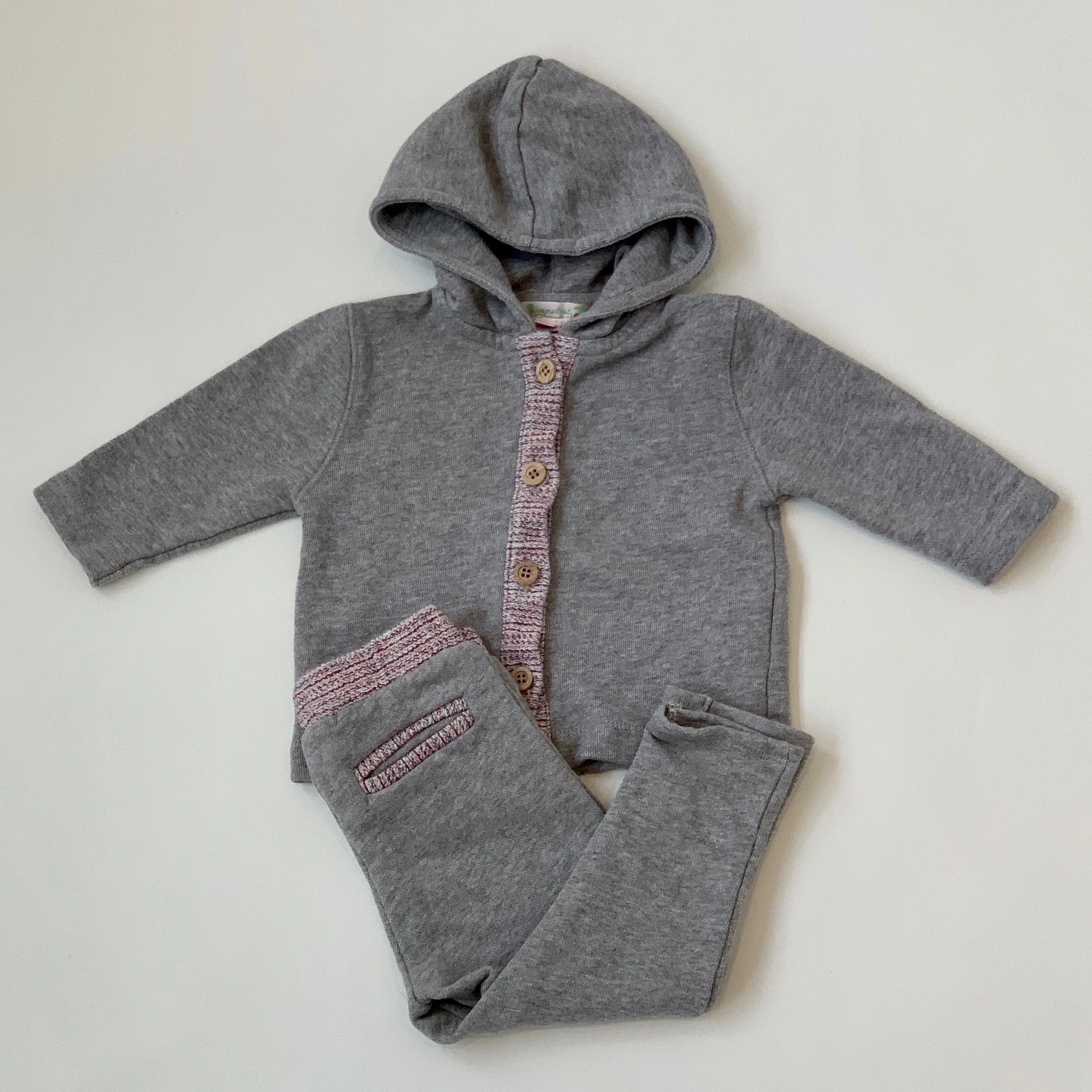 Bonpoint Grey Cotton Set: 6 Months