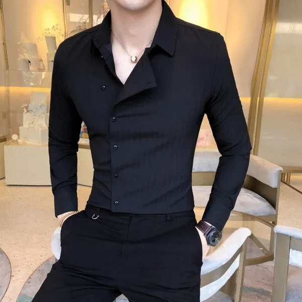 British Style Long Sleeve Business Tuxedo Shirt Men's Fashion Formal Wear