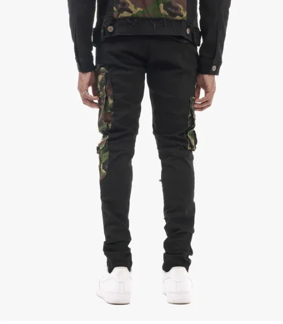 Cargo Camo Patched Denim (Black) /C9