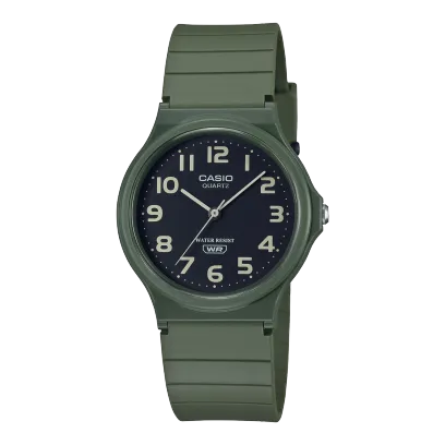 Casio - Analogue Water Resistant Green Face and Resin Strap