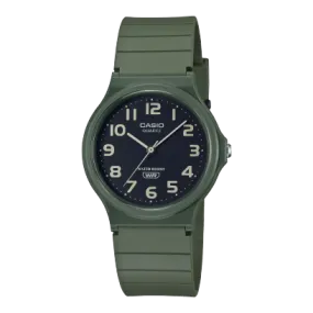 Casio - Analogue Water Resistant Green Face and Resin Strap