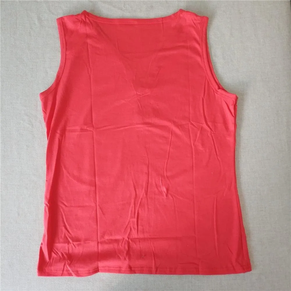 Casual Tank Zipper V-neck Top