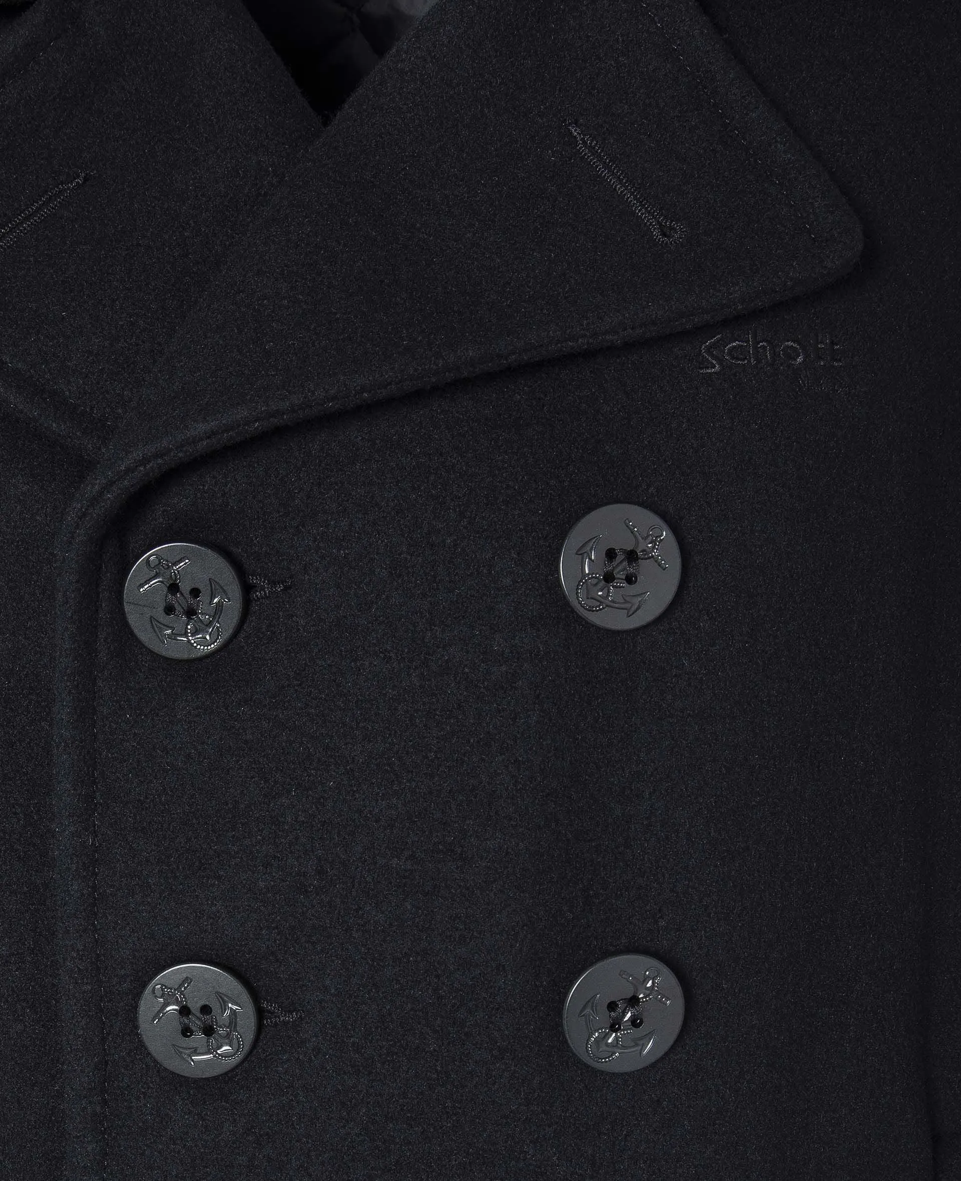 Classic Melton Wool Navy Peacoat, Dark Navy