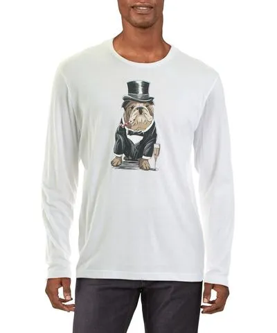 Club Room Bulldog Tuxedo Mens Graphic Crewneck T-Shirt