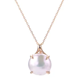 Coin Pearl Pendant 18 Chain