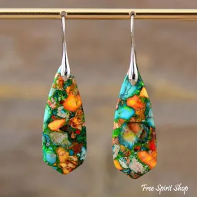 Colorful Imperial Jasper Dangle Earrings