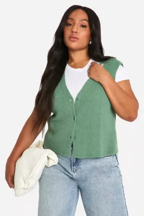 Cropped Boxy Button Waistcoat