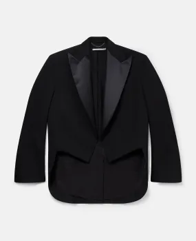 Cropped Wool Tuxedo Blazer