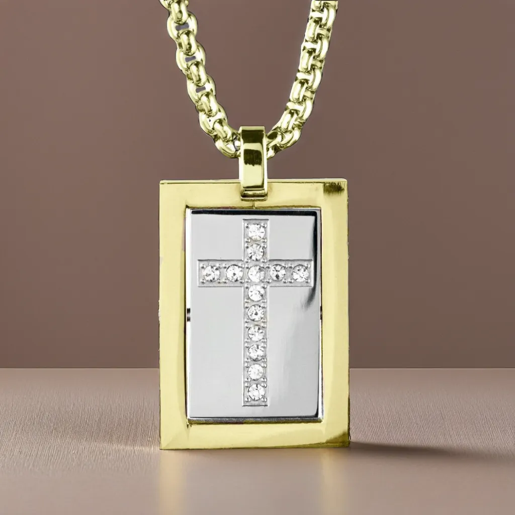 Cross Dog Tag Pendant