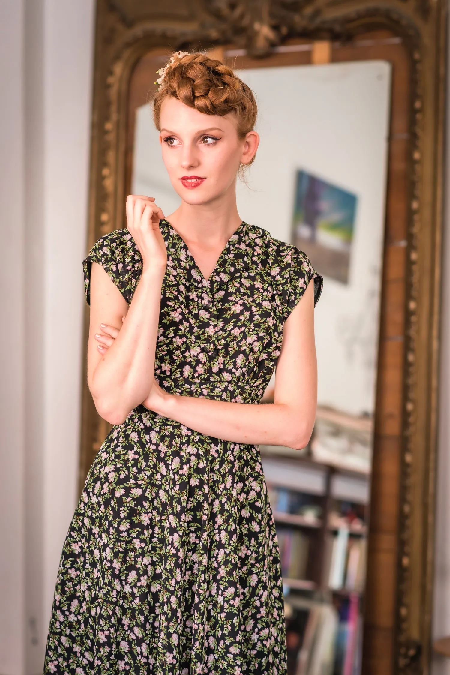 Dakota Black & Green Floral Dress