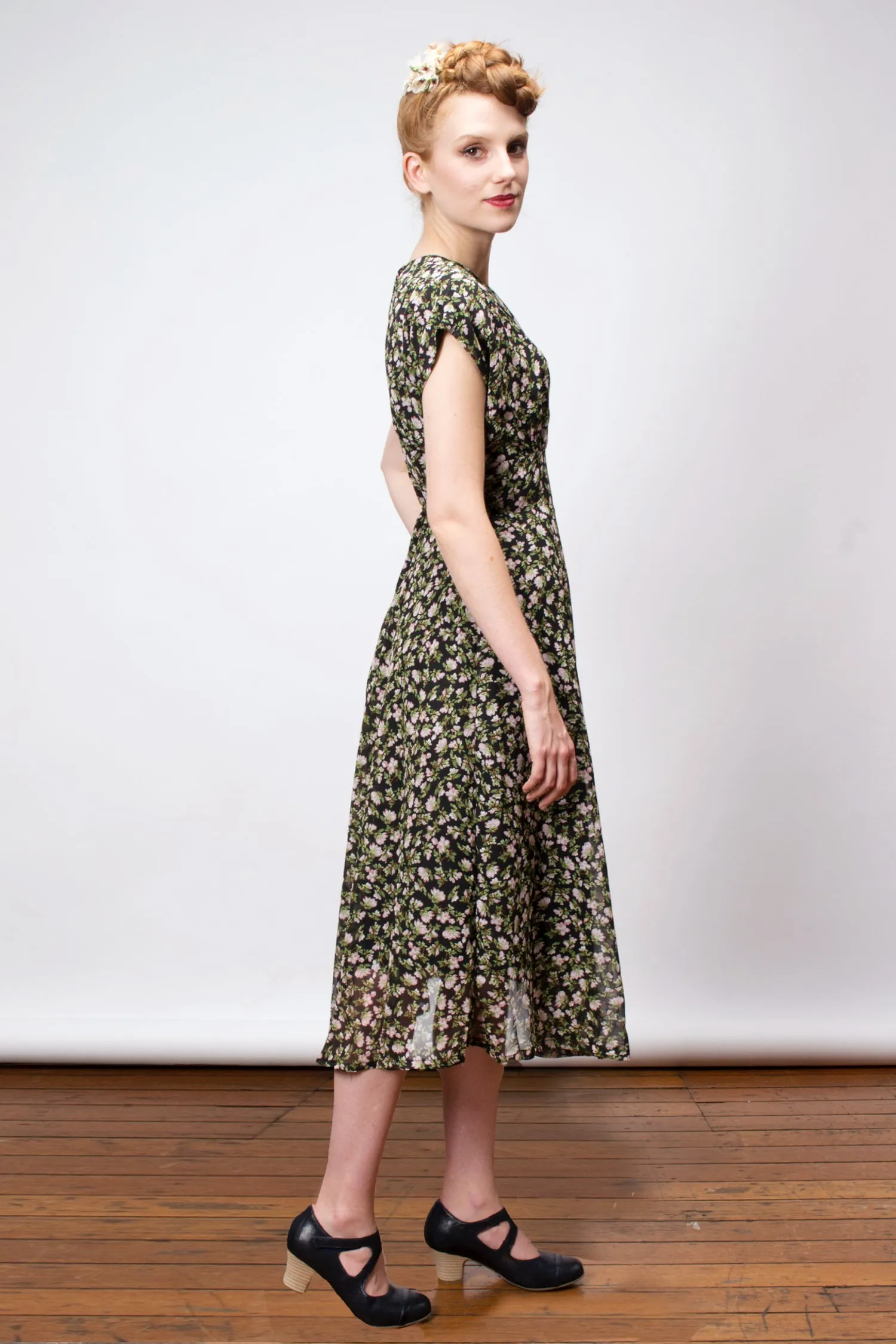 Dakota Black & Green Floral Dress