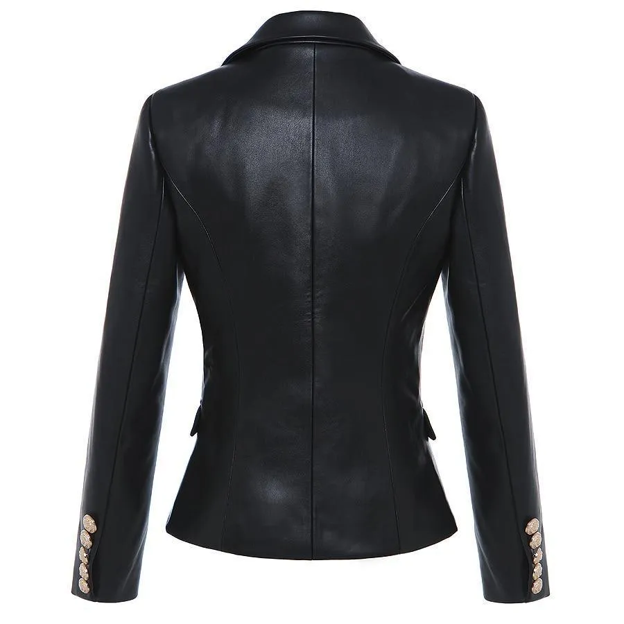 Designer Leather Blazer Women - Casual - Plain-Solid