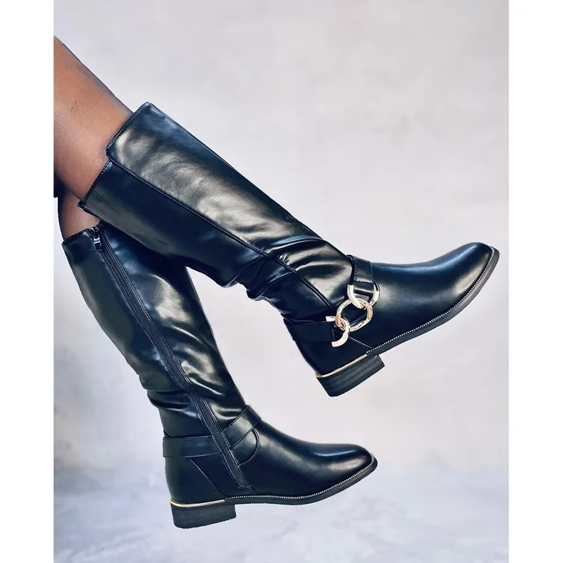 Devers Black chain-link boots