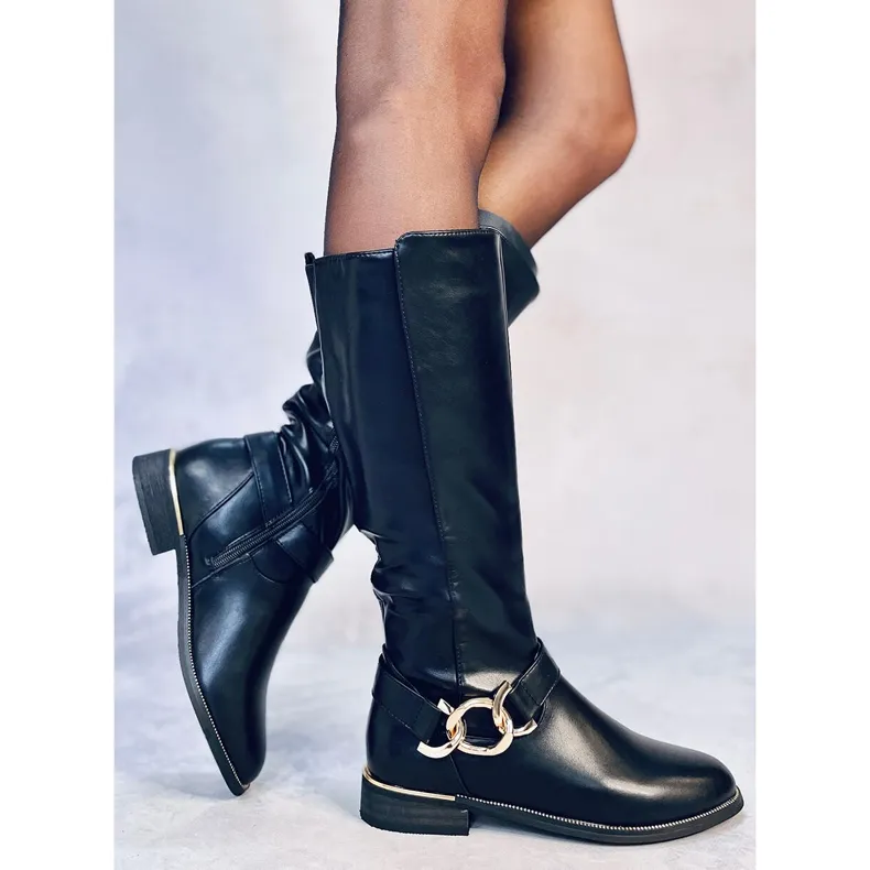 Devers Black chain-link boots