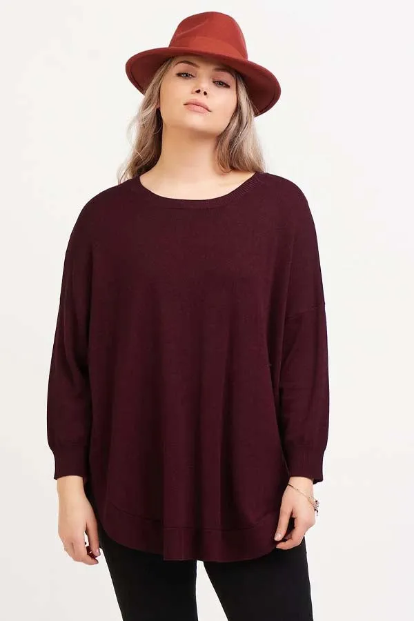 DEX Plus Rounded Hem  Sleeve Sweater