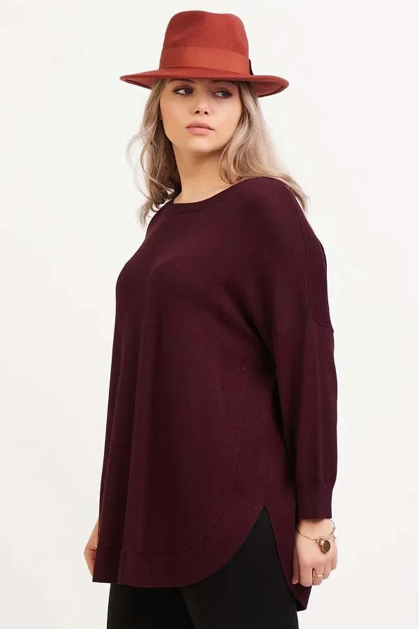 DEX Plus Rounded Hem  Sleeve Sweater