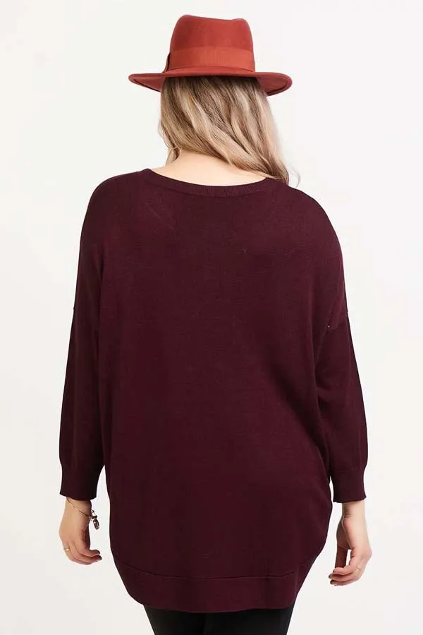 DEX Plus Rounded Hem  Sleeve Sweater