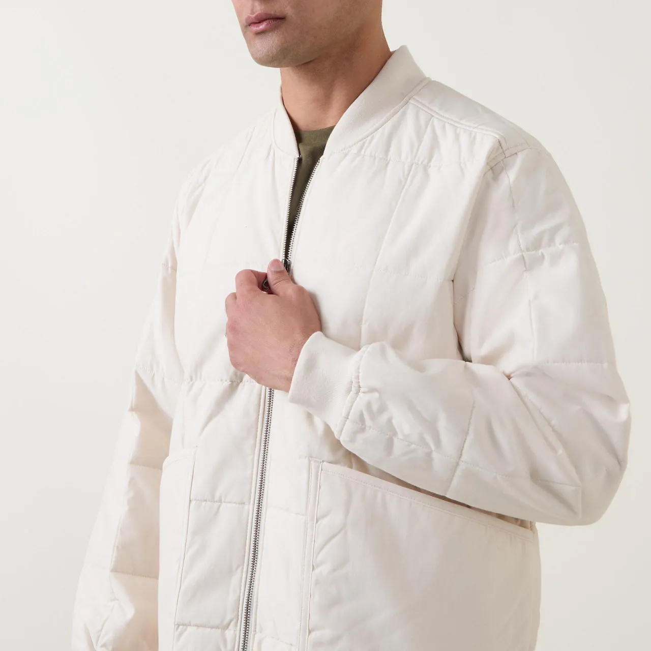 DICKIES Quilted Bomber Jacket - Ivory