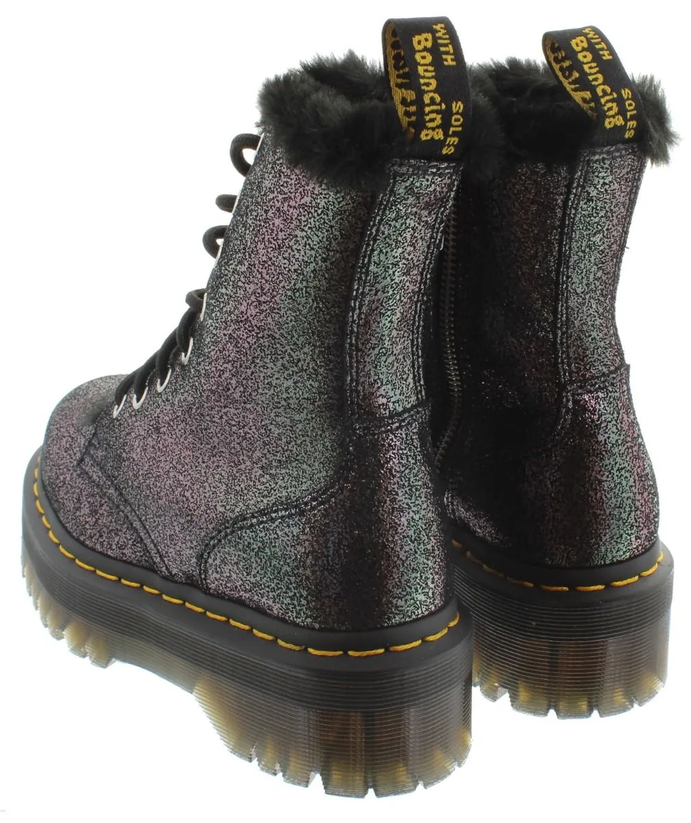 DR MARTENS Adults Jadon Faux Fur Lined Metallic Boots In Black